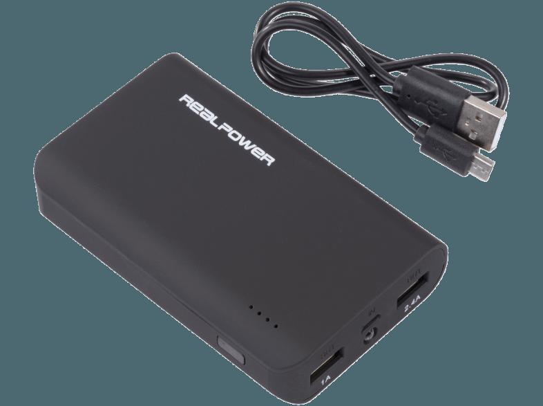 REALPOWER PB-6001 Mobiles Ladegerät 6000 mAh Schwarz, REALPOWER, PB-6001, Mobiles, Ladegerät, 6000, mAh, Schwarz