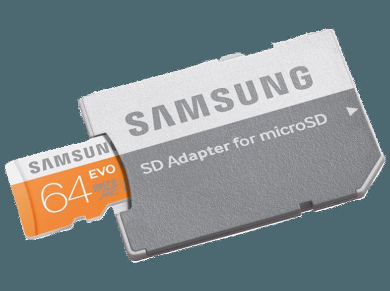 SAMSUNG 64 GB microSDXC Class 10 EVO mit Adapter MB-MP64D , Class 10, 64 GB, SAMSUNG, 64, GB, microSDXC, Class, 10, EVO, Adapter, MB-MP64D, Class, 10, 64, GB