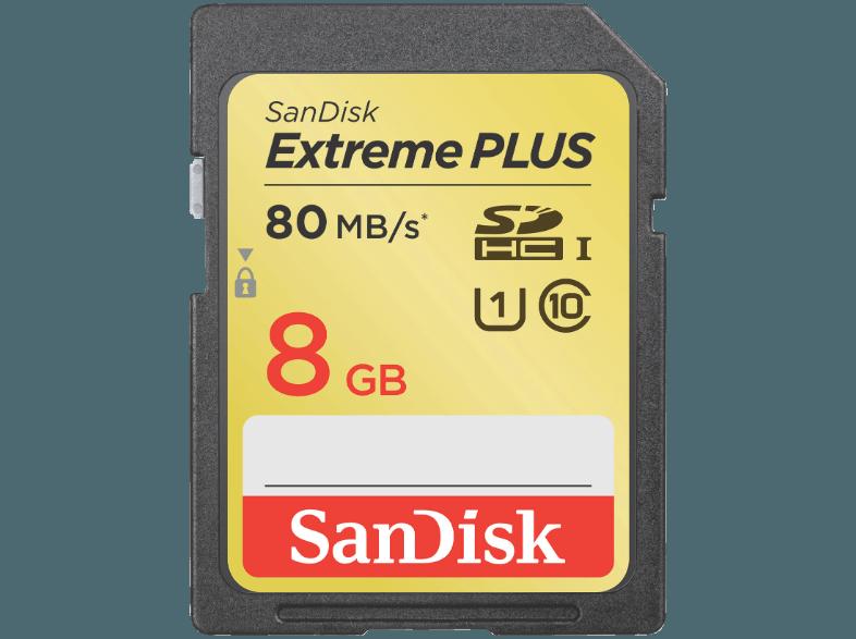 SANDISK SDHC Extreme Plus 8GB, Class 10, UHS-I, 80MB/Sec , Class 10, 8 GB