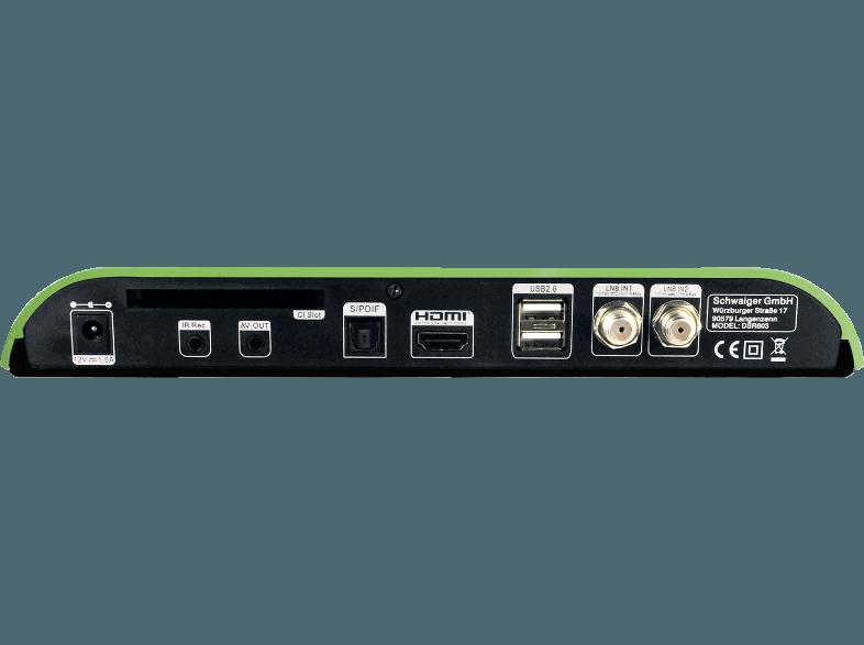SCHWAIGER DSR 603 L Sat-Anlage (PVR-Funktion, Twin Tuner, DVB-S, Grün)