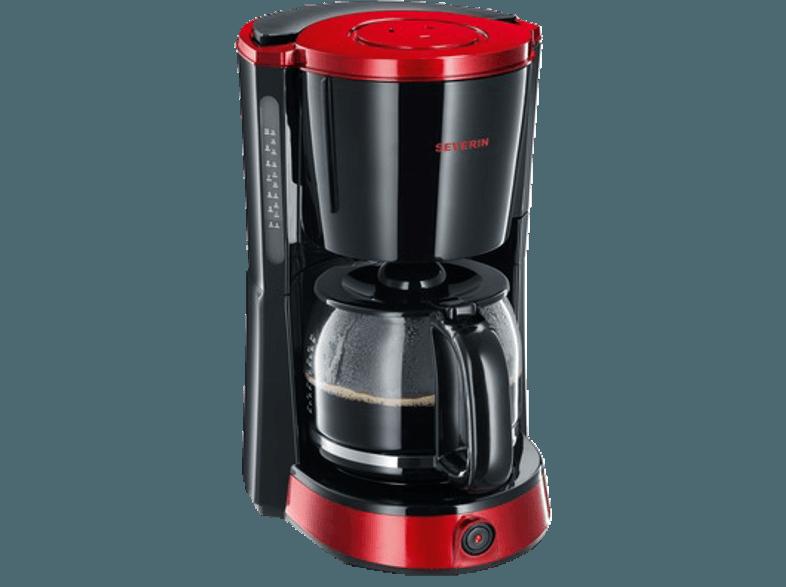 SEVERIN KA 4492 Kaffeemaschine Schwarz/Rot (Glaskanne mit Frischwasserskala)