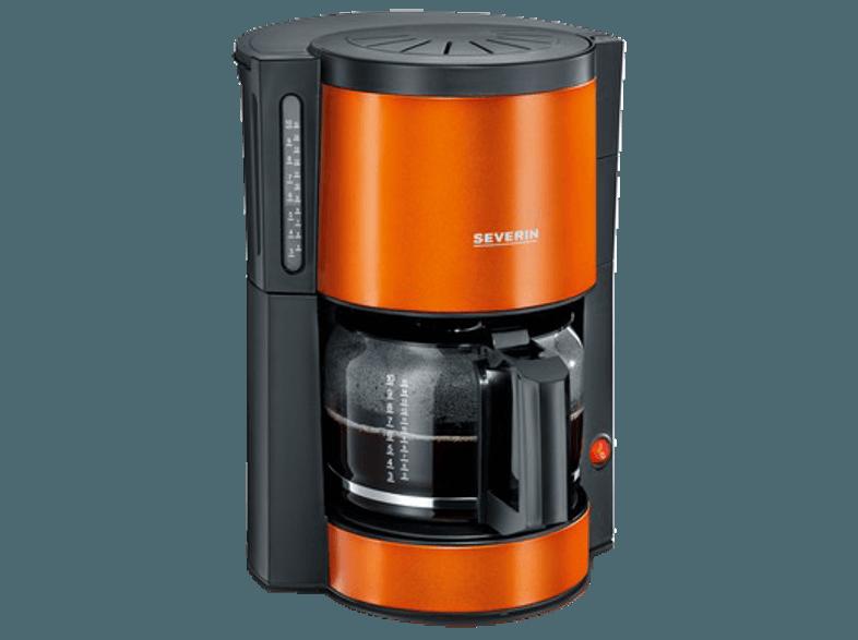 SEVERIN KA 9737 Kaffeemaschine Orange-Metallic-Schwarz (Glaskanne mit Frischwasserskala)