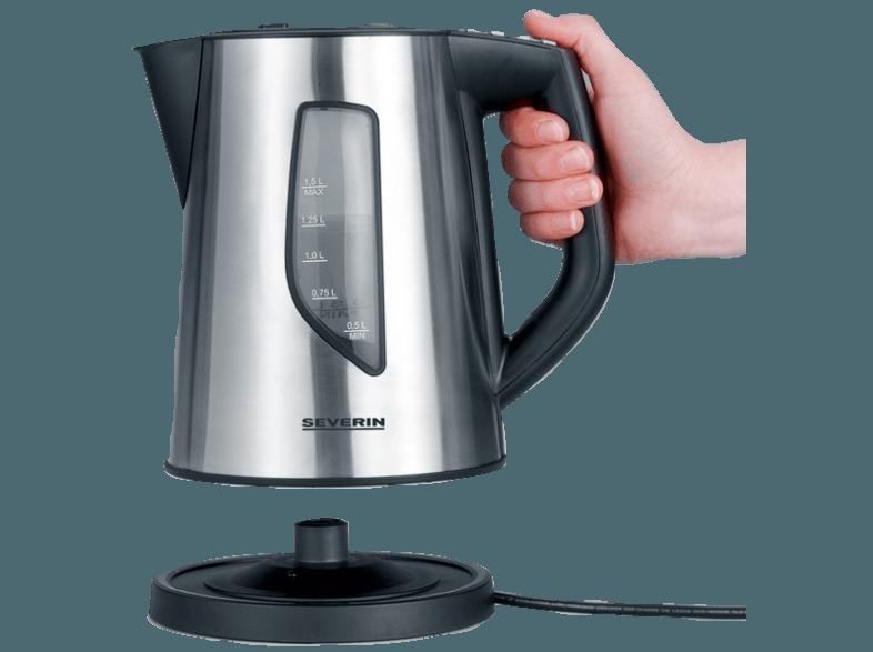 SEVERIN WK 3342 Wasserkocher Silber/Schwarz (2200 Watt, 1.5 Liter)