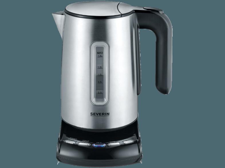 SEVERIN WK 3460 Wasserkocher Edelstahl/Schwarz (2400 Watt, 1.5 Liter)