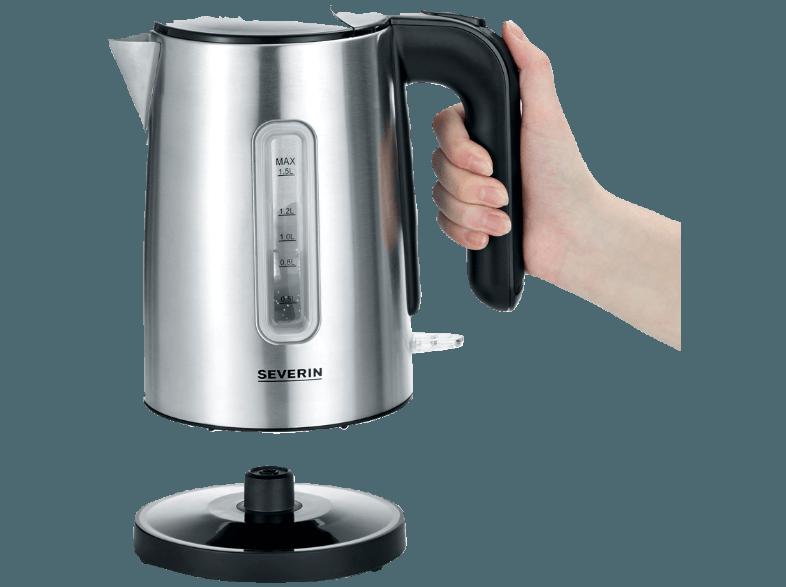 SEVERIN WK 3461 Wasserkocher Edelstahl/Schwarz (2400 Watt, 1.5 Liter)