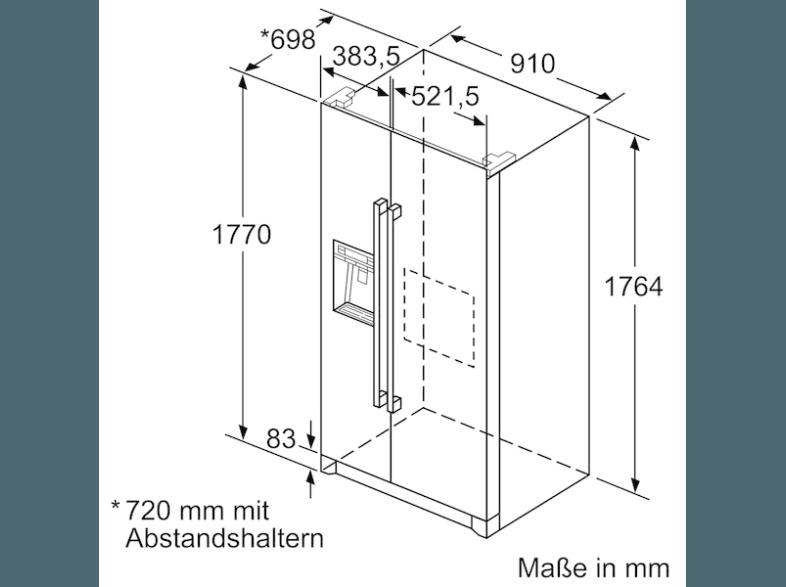 SIEMENS KA90DVI30 Side-by-Side (432 kWh/Jahr, A , 1770 mm hoch, Edelstahl)