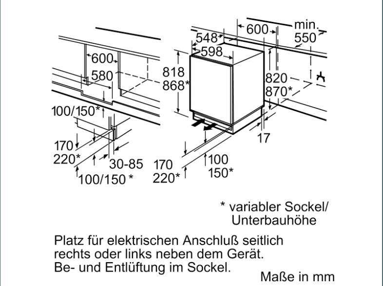 SIEMENS KU15RA60 Kühlschrank (92 kWh/Jahr, A  , 820 mm hoch, Weiß), SIEMENS, KU15RA60, Kühlschrank, 92, kWh/Jahr, A, , 820, mm, hoch, Weiß,