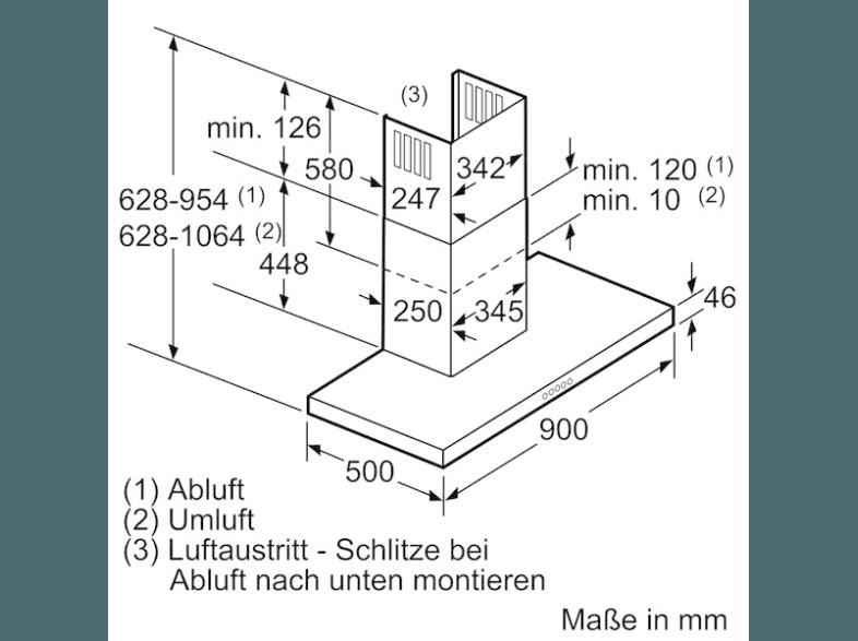 SIEMENS LC97BF532 Dunstabzugshaube (500 mm tief)