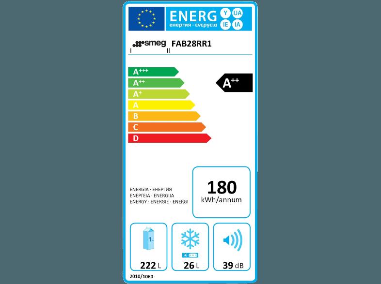 SMEG FAB28RR1 Kühlschrank (180 kWh/Jahr, A  , 1510 mm hoch, Rot), SMEG, FAB28RR1, Kühlschrank, 180, kWh/Jahr, A, , 1510, mm, hoch, Rot,