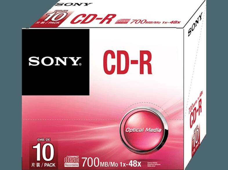SONY 10CDQ80SS CD-R 10er Pack CD-R 10 Stück, SONY, 10CDQ80SS, CD-R, 10er, Pack, CD-R, 10, Stück