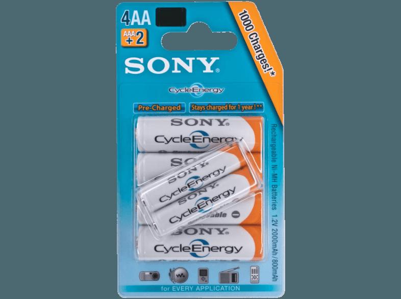 SONY Nickel-Metallhydrid Akkus, 4er Blister AA Mignon 2100 mAh   2er AAA Micro 800 mAh, Multi Use Premium Akku AA Mignon, AAA Micro