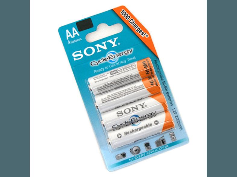 SONY Nickel-Metallhydrid Akkus, 4er Blister AA Mignon, Multi Use Premium, 2100 mAh Akku AA Mignon