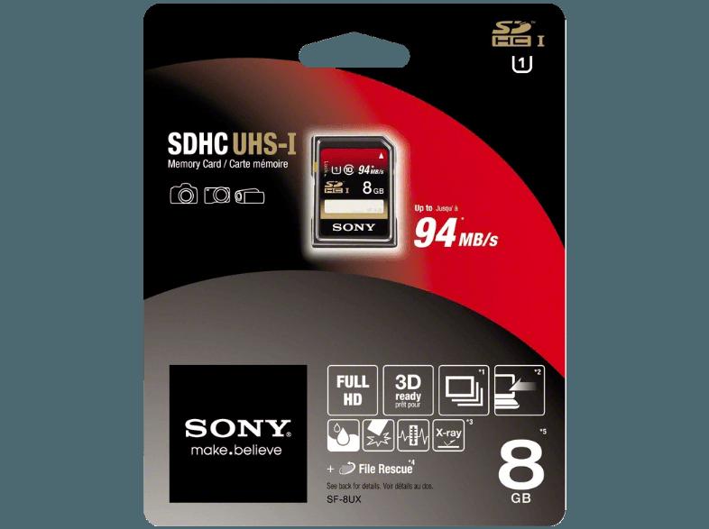 SONY SF8UX , Class 10 (SD), Class 1 (UHS), 8 GB, SONY, SF8UX, Class, 10, SD, Class, 1, UHS, 8, GB