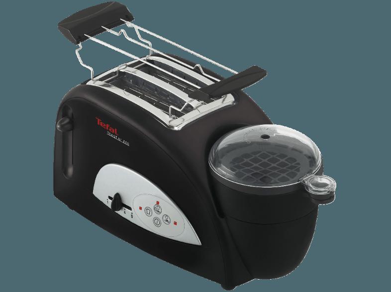 TEFAL TT 5500 Toast N' Egg Toaster, Eierkocher Schwarz/Silber (1.2 kW, Schlitze: 2 extra breite Toastschlitze), TEFAL, TT, 5500, Toast, N', Egg, Toaster, Eierkocher, Schwarz/Silber, 1.2, kW, Schlitze:, 2, extra, breite, Toastschlitze,