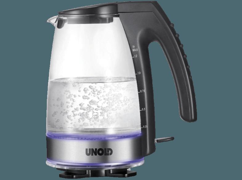 UNOLD 18590 Wasserkocher Schwarz/Transparent (2300 Watt, 1.2 Liter/Jahr), UNOLD, 18590, Wasserkocher, Schwarz/Transparent, 2300, Watt, 1.2, Liter/Jahr,