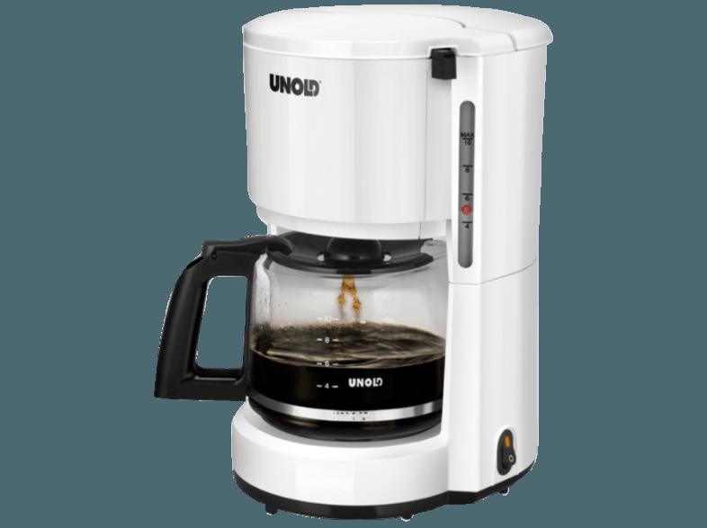 UNOLD 28120 COMPACT Kaffeeautomat Weiß glänzend/Glas (Glaskanne mit Tassenangaben)
