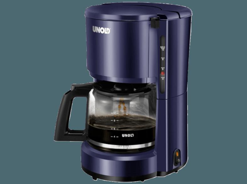 UNOLD 28128 COMPACT Kaffeeautomat Blau glänzend/Glas (Glaskanne mit Tassenangaben)