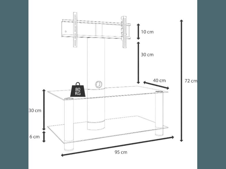 VCM 14190 TV-RACK HALTERUNG VALENI SILBER Hifi-TV-Möbel