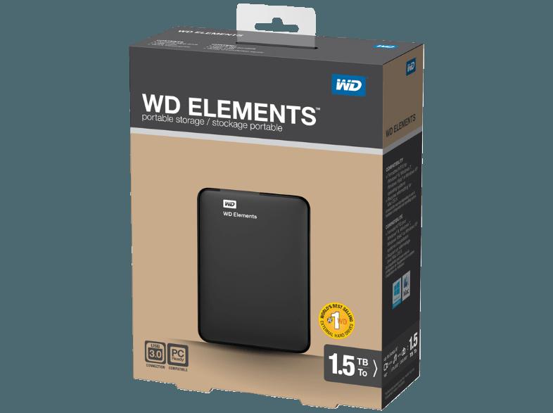 WD WDBU6Y0015BBK-EESN Elements  1.5 TB 2.5 Zoll extern, WD, WDBU6Y0015BBK-EESN, Elements, 1.5, TB, 2.5, Zoll, extern