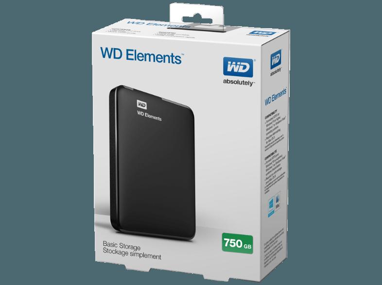 WD WDBUZG7500ABK-EESN Elements tragbare Festplatte  750 GB 2.5 Zoll extern