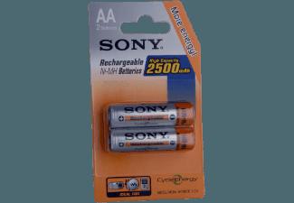 SONY Nickel-Metallhydrid Akkus, 2er Blister AA Mignon, Ni-MH, 1,2 V, High Capacity, 2500 mAh Akku AA Mignon, Ni-MH