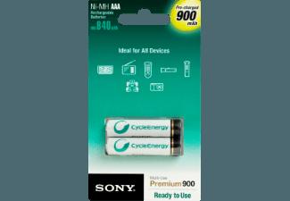 SONY Nickel-Metallhydrid Akkus, 2er Blister AAA Micro, Multi Use Premium, 900 mAh Akku AAA Micro