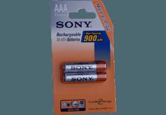 SONY Nickel-Metallhydrid Akkus, 2er Blister AAA Micro, Ni-MH, 1,2 V, High Capacity, 900 mAh Akku AAA Micro, Ni-MH