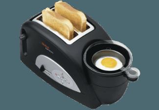 TEFAL TT 5500 Toast N' Egg Toaster, Eierkocher Schwarz/Silber (1.2 kW, Schlitze: 2 extra breite Toastschlitze)