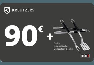 KREUTZERS 90€ Fleisch- und Genussgutschein inkl. Original Weber Grillbesteck 3-tlg. Grillbesteck 3-teilig., KREUTZERS, 90€, Fleisch-, Genussgutschein, inkl., Original, Weber, Grillbesteck, 3-tlg., Grillbesteck, 3-teilig.