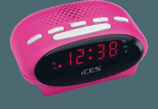 ICES ICR-210 Uhrenradio (PLL UKW Tuner, UKW, Pink)
