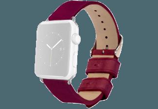 MONOWEAR Lederarmband mattsilberner Adapter 38mm Rot (Wechselarmband)