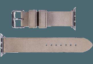 MONOWEAR Lederarmband polierter Adapter 42mm Beige (Wechselarmband)