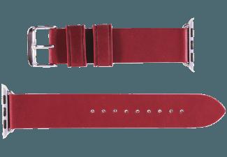 MONOWEAR Lederarmband silberpolierter Adapter 38mm Rot (Wechselarmband)