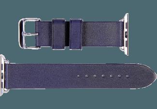 MONOWEAR Lederarmband silberpolierter Adapter 42mm Blau (Wechselarmband)