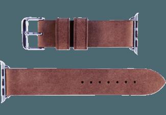 MONOWEAR Lederarmband silberpolierter Adapter 42mm Braun (Wechselarmband)