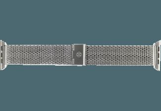 MONOWEAR Maschenarmband polierter Adapter 42mm Silber (Wechselarmband)