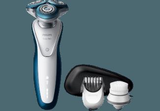 PHILIPS Shaver Series 7000 S7520/50 Wet & Dry Elektrischer Nass- und Trockenrasierer Weiß/Blau (GentlePresicion-Klingensystem)