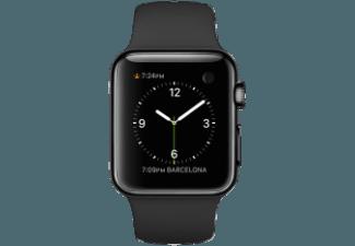 APPLE Watch 38 mm Edelstahlgehäuse mit Sportarmband (MLCK2FD/A) Space Schwarz/Schwarz (Smart Watch)