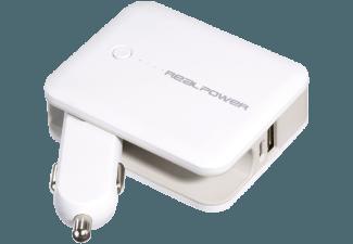 REALPOWER PBC-3000 Powerbank, Kfz Ladeadapter 3000 mAh Weiß