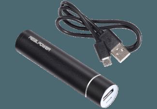 REALPOWER PB-26 Alu Powerbank 2600 mAh Schwarz