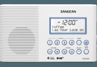 SANGEAN H-203D  (Digital, UKW, DAB, DAB , Weiß), SANGEAN, H-203D, , Digital, UKW, DAB, DAB, Weiß,